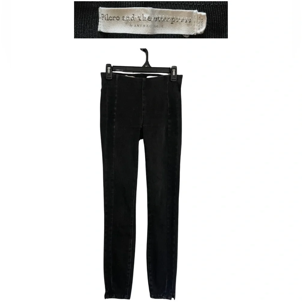 High Rise Pilcro Jeans by anthropology Black Denim Leggings Sz 25 - Picture 1 of 6